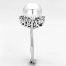 Load image into Gallery viewer, 3W477 - Rhodium Brass Ring with Synthetic Pearl in White