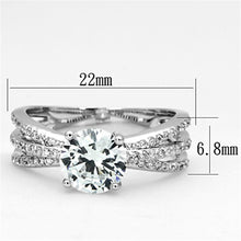 Load image into Gallery viewer, 3W478 - Rhodium Brass Ring with AAA Grade CZ  in Clear