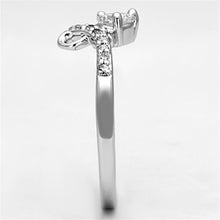 Load image into Gallery viewer, 3W497 - Rhodium Brass Ring with AAA Grade CZ  in Clear