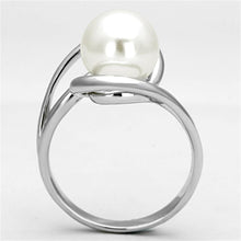 Load image into Gallery viewer, 3W512 - Rhodium Brass Ring with Synthetic Pearl in White