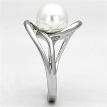 Load image into Gallery viewer, 3W512 - Rhodium Brass Ring with Synthetic Pearl in White