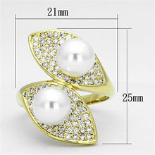 Load image into Gallery viewer, 3W522 - Gold Brass Ring with Synthetic Pearl in White