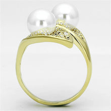 Load image into Gallery viewer, 3W522 - Gold Brass Ring with Synthetic Pearl in White