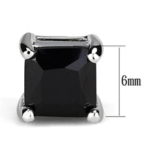 Load image into Gallery viewer, 3W541 - Rhodium Brass Earrings with AAA Grade CZ  in Black Diamond