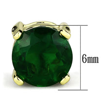 Load image into Gallery viewer, 3W558 - Gold Brass Earrings with Synthetic Synthetic Glass in Emerald
