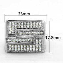 Load image into Gallery viewer, 3W562 - Rhodium Brass Ring with AAA Grade CZ  in Clear