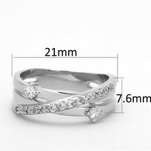 Load image into Gallery viewer, 3W565 - Rhodium Brass Ring with AAA Grade CZ  in Clear