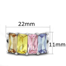 Load image into Gallery viewer, Dana Cocktail Ring - Rhodium Brass, AAA CZ , Multi Color - 3W583