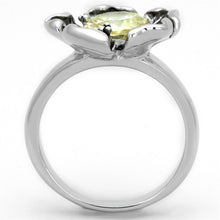 Load image into Gallery viewer, 3W585 - Rhodium Brass Ring with AAA Grade CZ  in Citrine Yellow