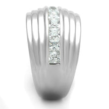 Load image into Gallery viewer, 3W588 - Rhodium Brass Ring with AAA Grade CZ  in Clear