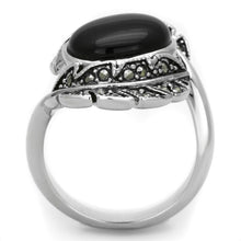 Load image into Gallery viewer, 3W597 - Rhodium Brass Ring with Synthetic Onyx in Jet