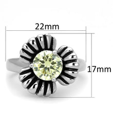 Load image into Gallery viewer, 3W598 - Rhodium Brass Ring with AAA Grade CZ  in Citrine Yellow