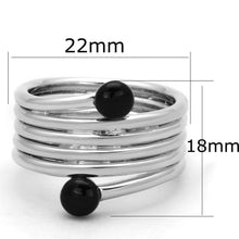 Load image into Gallery viewer, 3W602 - Rhodium Brass Ring with Synthetic Onyx in Jet