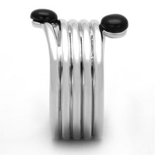 Load image into Gallery viewer, 3W602 - Rhodium Brass Ring with Synthetic Onyx in Jet