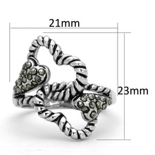 Load image into Gallery viewer, 3W608 - Rhodium Brass Ring with Synthetic Marcasite in Black Diamond