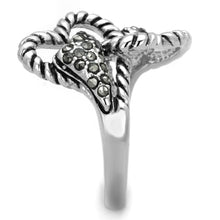 Load image into Gallery viewer, 3W608 - Rhodium Brass Ring with Synthetic Marcasite in Black Diamond