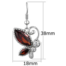 Load image into Gallery viewer, 3W613 - Rhodium Brass Earrings with AAA Grade CZ  in Garnet