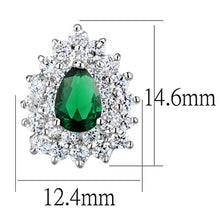 Load image into Gallery viewer, 3W656 - Rhodium Brass Earrings with Synthetic Synthetic Glass in Emerald