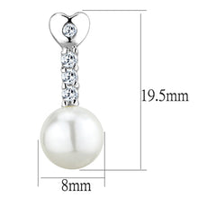 Load image into Gallery viewer, 3W675 - Rhodium Brass Earrings with Synthetic Pearl in White