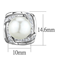 Load image into Gallery viewer, 3W678 - Rhodium Brass Earrings with Synthetic Pearl in White