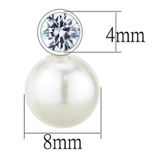 Load image into Gallery viewer, 3W681 - Rhodium Brass Earrings with Synthetic Pearl in White