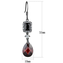 Load image into Gallery viewer, 3W706 - Ruthenium Brass Earrings with AAA Grade CZ  in Garnet