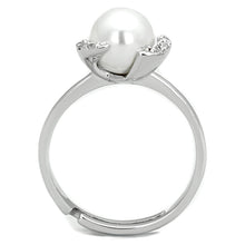 Load image into Gallery viewer, 3W722 - Rhodium Brass Ring with Synthetic Pearl in White