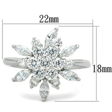 Load image into Gallery viewer, 3W725 - Rhodium Brass Ring with AAA Grade CZ  in Clear