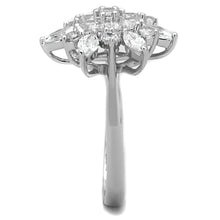 Load image into Gallery viewer, 3W725 - Rhodium Brass Ring with AAA Grade CZ  in Clear