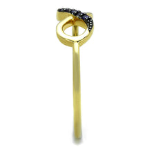 Load image into Gallery viewer, 3W727 - Gold+Ruthenium Brass Ring with AAA Grade CZ  in Tanzanite