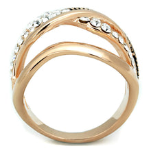 Load image into Gallery viewer, 3W737 - Rose Gold Brass Ring with Top Grade Crystal  in Clear