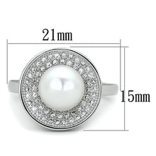 Load image into Gallery viewer, 3W755 - Rhodium Brass Ring with Synthetic Pearl in White