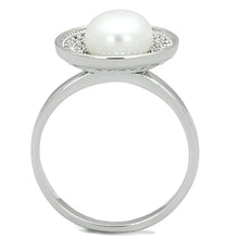 Load image into Gallery viewer, 3W755 - Rhodium Brass Ring with Synthetic Pearl in White