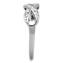 Load image into Gallery viewer, 3W757 - Rhodium Brass Ring with AAA Grade CZ  in Clear