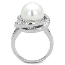 Load image into Gallery viewer, 3W759 - Rhodium Brass Ring with Synthetic Pearl in White