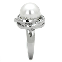 Load image into Gallery viewer, 3W759 - Rhodium Brass Ring with Synthetic Pearl in White