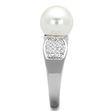 Load image into Gallery viewer, 3W761 - Rhodium Brass Ring with Synthetic Pearl in White
