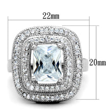 Load image into Gallery viewer, 3W839 - Rhodium Brass Ring with AAA Grade CZ  in Clear