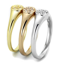 Load image into Gallery viewer, 3W862 - Rhodium + Gold + Rose Gold Brass Ring with AAA Grade CZ  in Clear