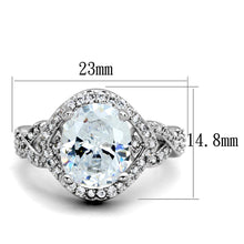 Load image into Gallery viewer, 3W880 - Rhodium Brass Ring with AAA Grade CZ  in Clear