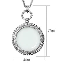 Load image into Gallery viewer, 3W909 - Rhodium Brass Magnifier pendant with Synthetic Synthetic Glass in Clear