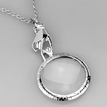 Load image into Gallery viewer, 3W914 - Rhodium Brass Magnifier pendant with Top Grade Crystal  in Clear