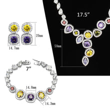 Load image into Gallery viewer, 3W930 - Rhodium Brass Jewelry Sets with AAA Grade CZ  in Multi Color