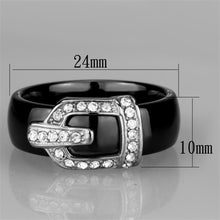 Load image into Gallery viewer, 3W954 - High polished (no plating) Stainless Steel Ring with Ceramic  in Jet