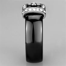Load image into Gallery viewer, 3W954 - High polished (no plating) Stainless Steel Ring with Ceramic  in Jet