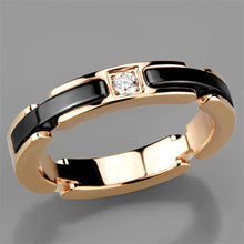 Load image into Gallery viewer, 3W960 - IP Rose Gold(Ion Plating) Stainless Steel Ring with Ceramic  in Jet