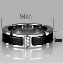 Load image into Gallery viewer, 3W966 - High polished (no plating) Stainless Steel Ring with Ceramic  in Jet