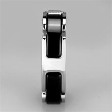 Load image into Gallery viewer, 3W966 - High polished (no plating) Stainless Steel Ring with Ceramic  in Jet