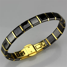 Load image into Gallery viewer, 3W988 - IP Gold(Ion Plating) Stainless Steel Bracelet with Ceramic  in Jet
