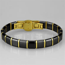 Load image into Gallery viewer, 3W988 - IP Gold(Ion Plating) Stainless Steel Bracelet with Ceramic  in Jet